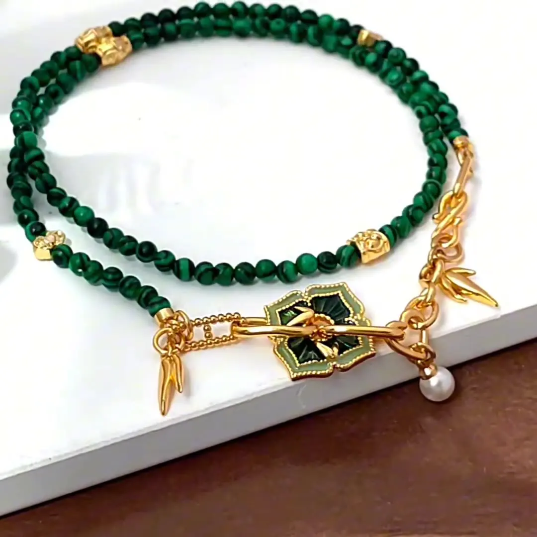 

ArLea Fashion Jewelry Set Luxury Green Color Bracelets and Necklace For Women Popular Design Accessories 2024 Trend New Jewelry