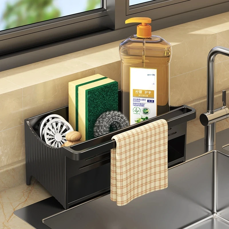 Kitchen ABS Plastic Sink Drain Rack Sponge Storage Faucet Holder Soap Drainer Towel Rack Shelf Organizer Kitchen Accessories