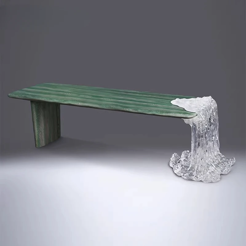 Flowing water tea table Modern crystal solid wood Kung Fu tea table High transparency villa table
