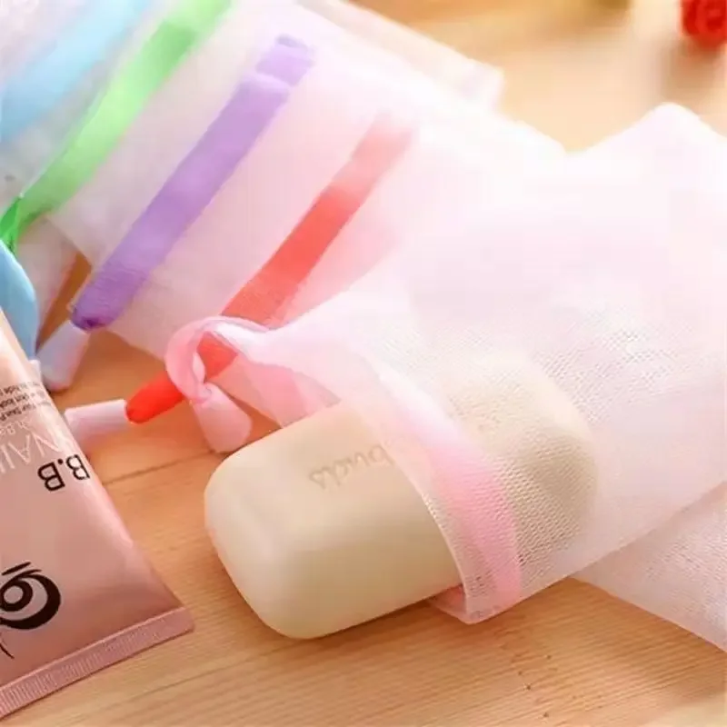 Double-layer Soap Saver Bag Quickly Foam Drawstring Design Non-slip Portable Handmade Soap Foaming Net for bath brush reuse