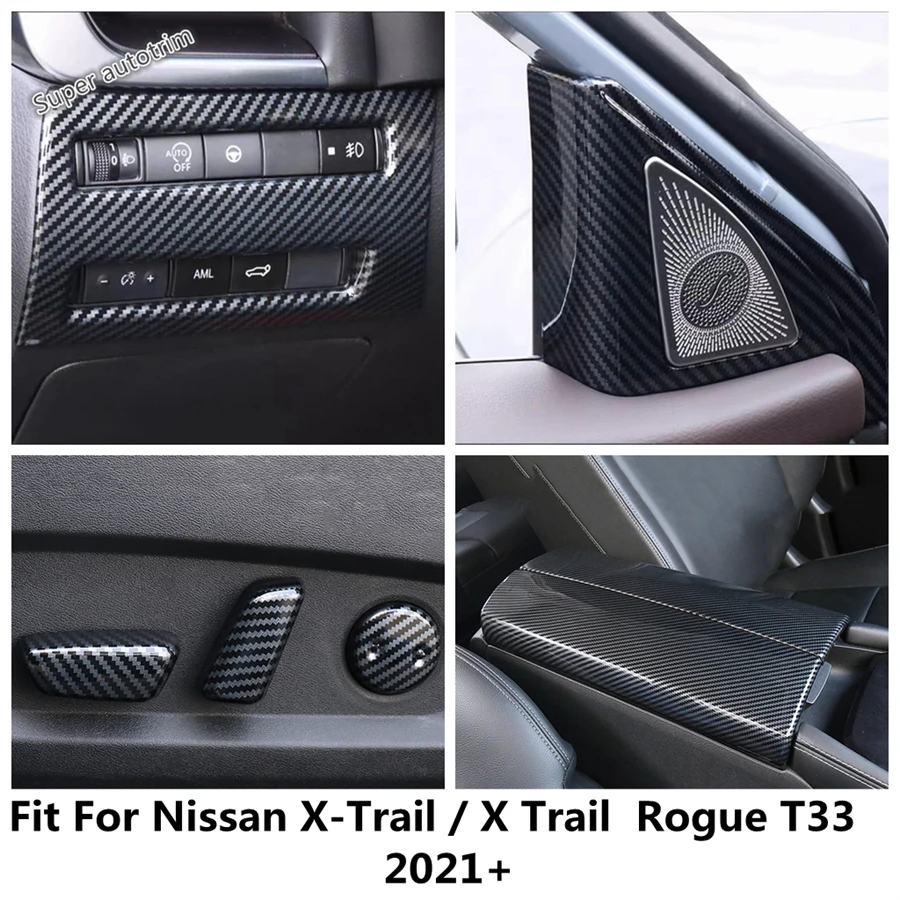 

Head Light / Pillar A Tweeter / Armrest Box Panel Cover Trim For Nissan X-Trail / X Trail Rogue T33 2021 - 2024 Carbon Fiber ABS