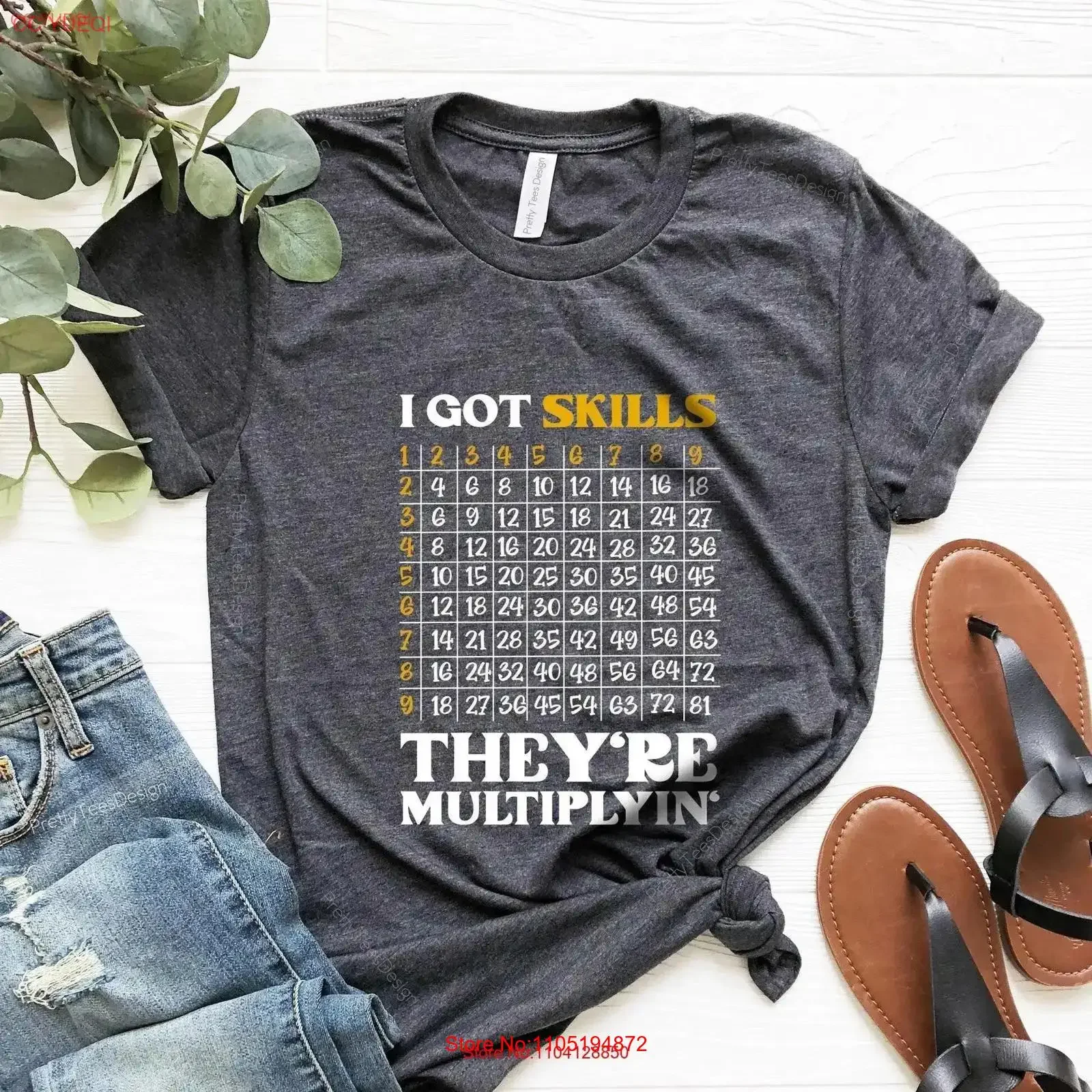 

Футболка учителя математики с забавными навыками, рождественская, умножающая, винтажная, стираная, повседневная, дышащая, растянутая, уличная одежда, удобная