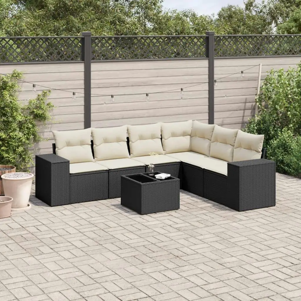 

Elegant Black and Cream White Garden Sofa Set for Outdoor Patio Living Room Stylish Furniture Comfortable Seating
