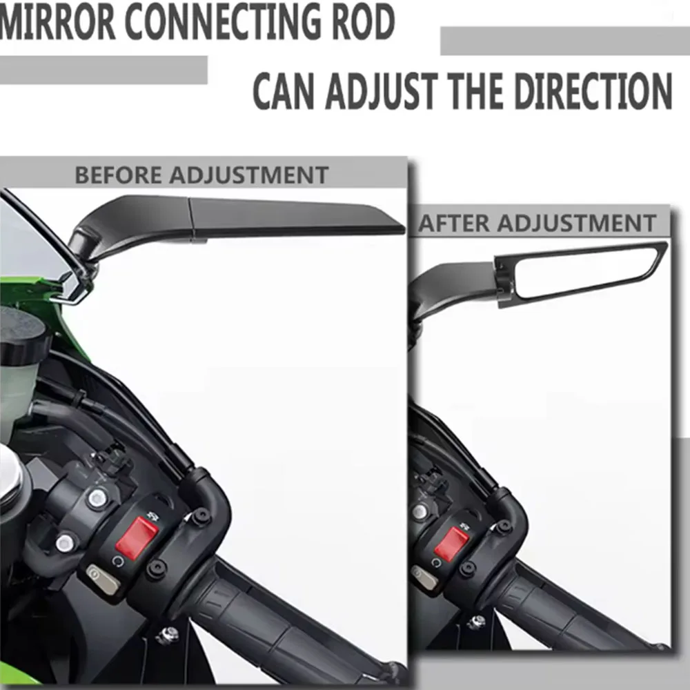 For KAWASAKI ZX6R ZX636 ZX7R ZX9R ZX10R H2 H2R Modified Motorcycle Rearview Mirrors Wind Wing Adjustable Rotating Side Mirrors view 2