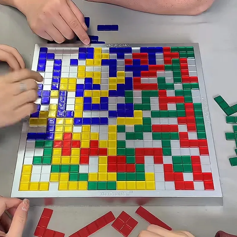 Juego de mesa de estrategia educativa para niños, rompecabezas de cuadrados de colores divertidos, juego de fiesta familiar para 2-4 jugadores, regalo de entretenimiento interior