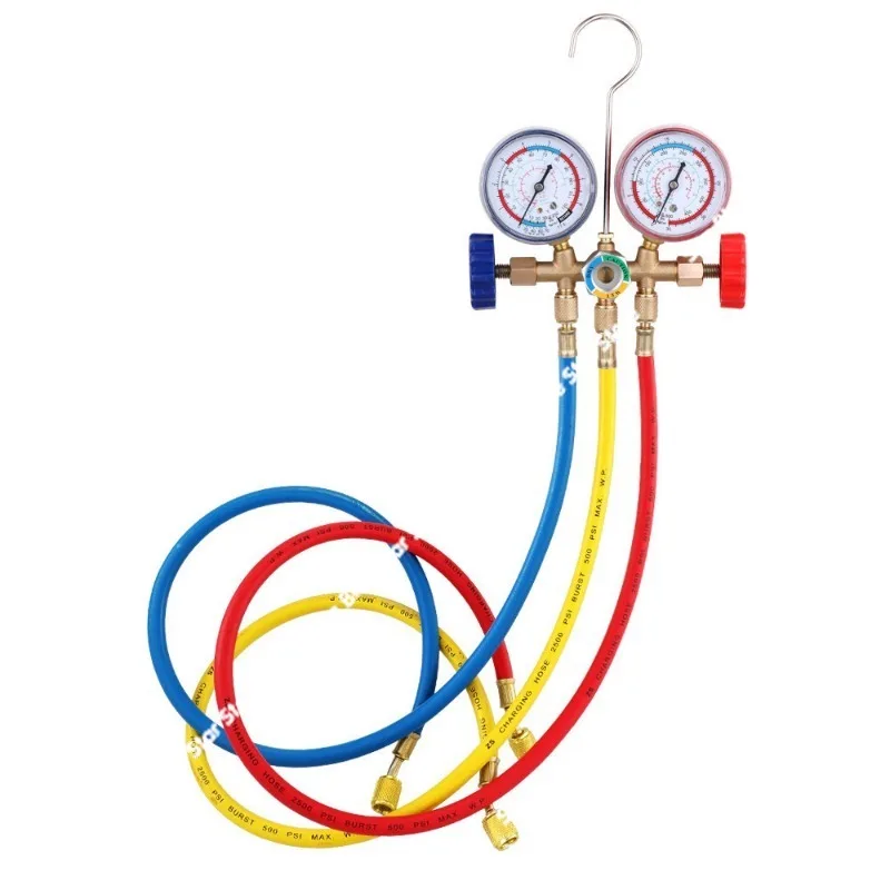 Automotive air conditioner fluoride gauge Yiheng pressure gauge pressure explosion-proof refrigerant double gauge valve tool set
