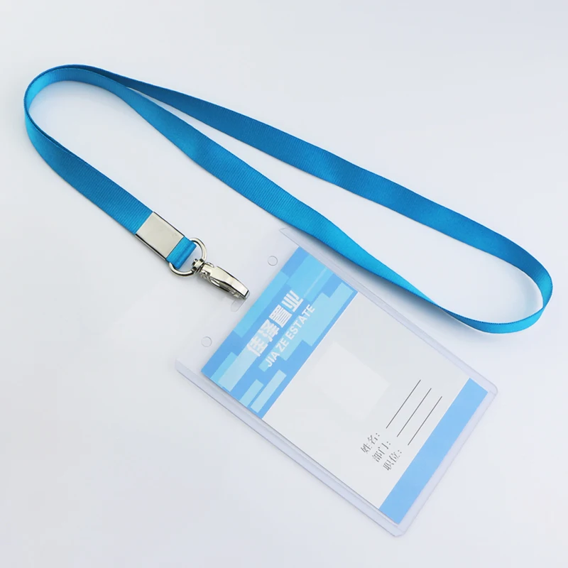 Transparent Waterproof Badge Holder Iron Sheet Neck Strap ID Card Rope Circular Hook Lanyards For Keys Employee Card