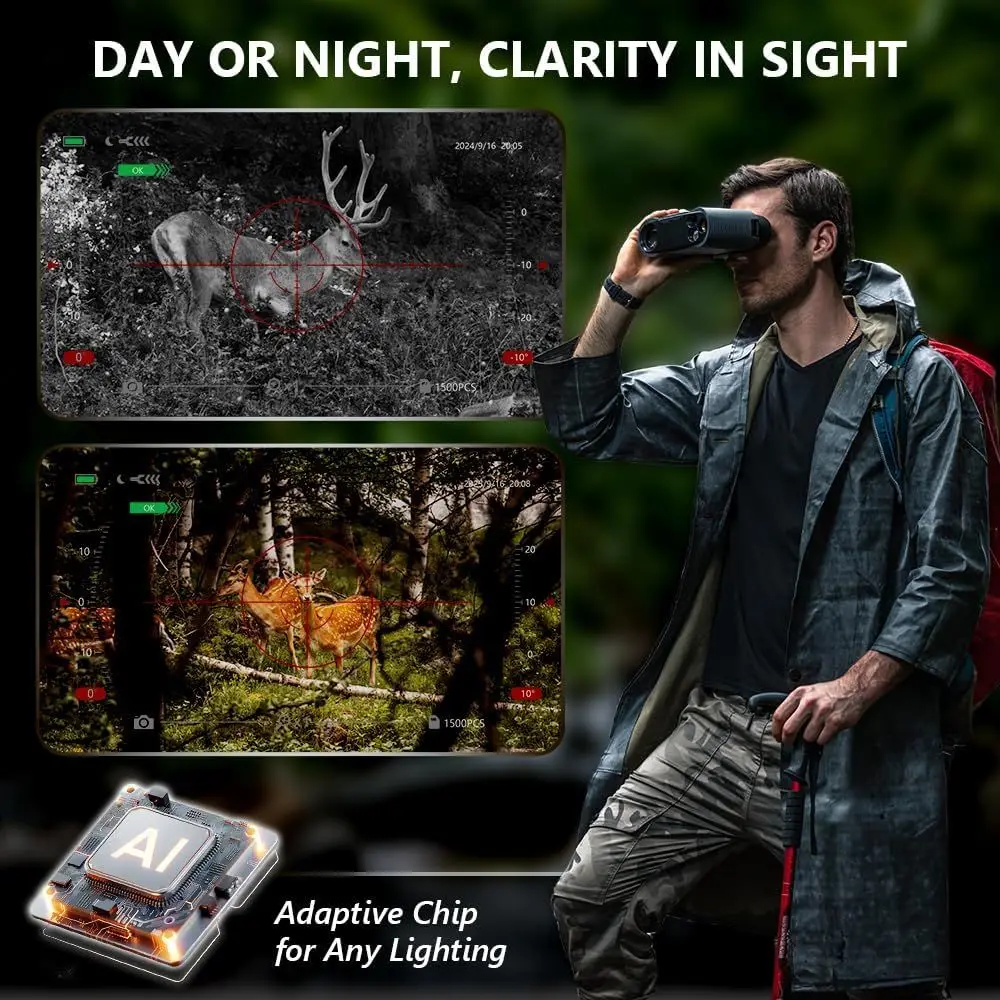 مناظير رؤية ليلية 4K متقدمة مع IR، تكبير 8X، 3 شاشات، بطاقة 32 جيجابايت، مثالية للتخييم والصيد والأمن #3