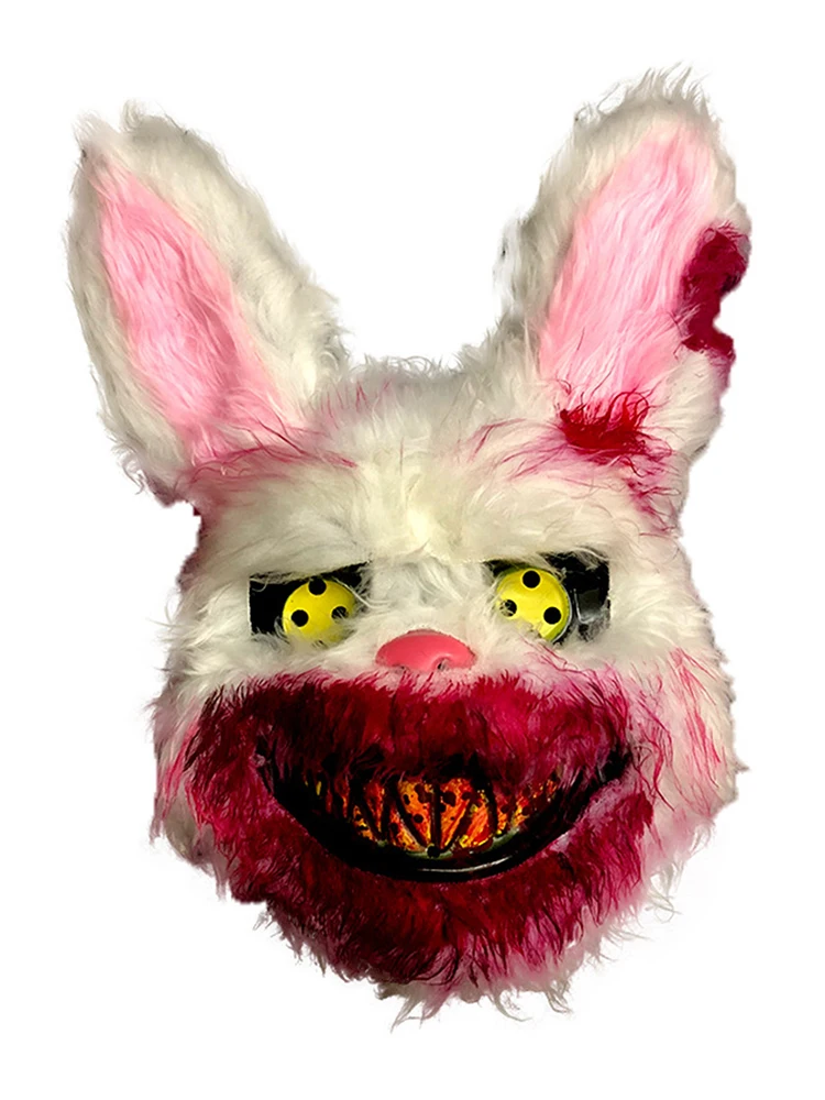 

Plush Bunny Mask Durable Realistic Bloody Simulation Rabbit Headgear Performance Prop for Halloween