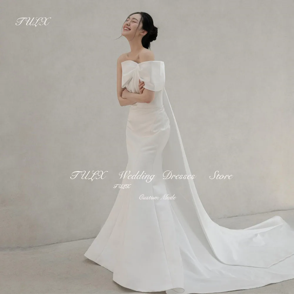 

TULX Elegant One Shoulder Bow Korea Wedding Photo Shoot Dress Mermaid Long Satin Bridal Gowns Custom Made 웨딩드레스 Corset Back 2025