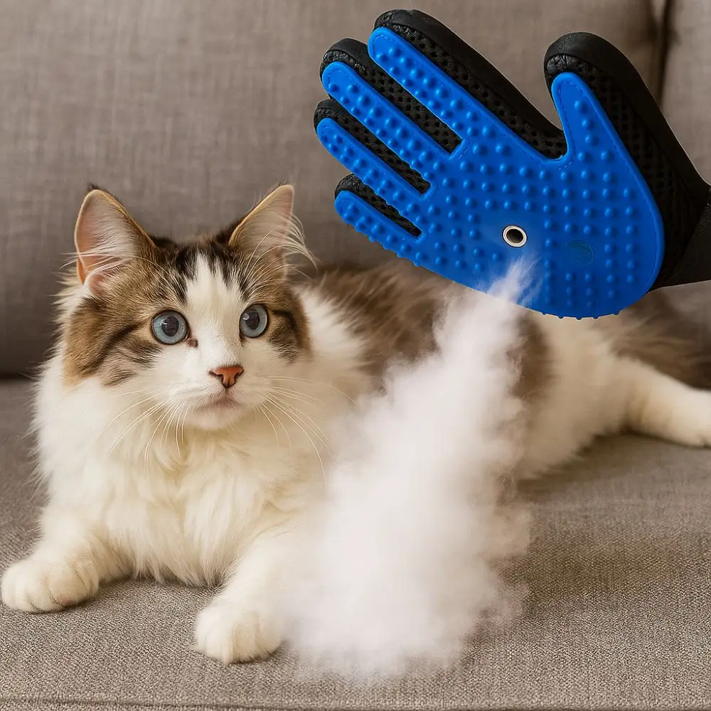 

Anti-Scratch Spray Petting Glove USB Charging Anti-Static Pet Hair Remover Gloves Silicone Deshedding Brush Glove