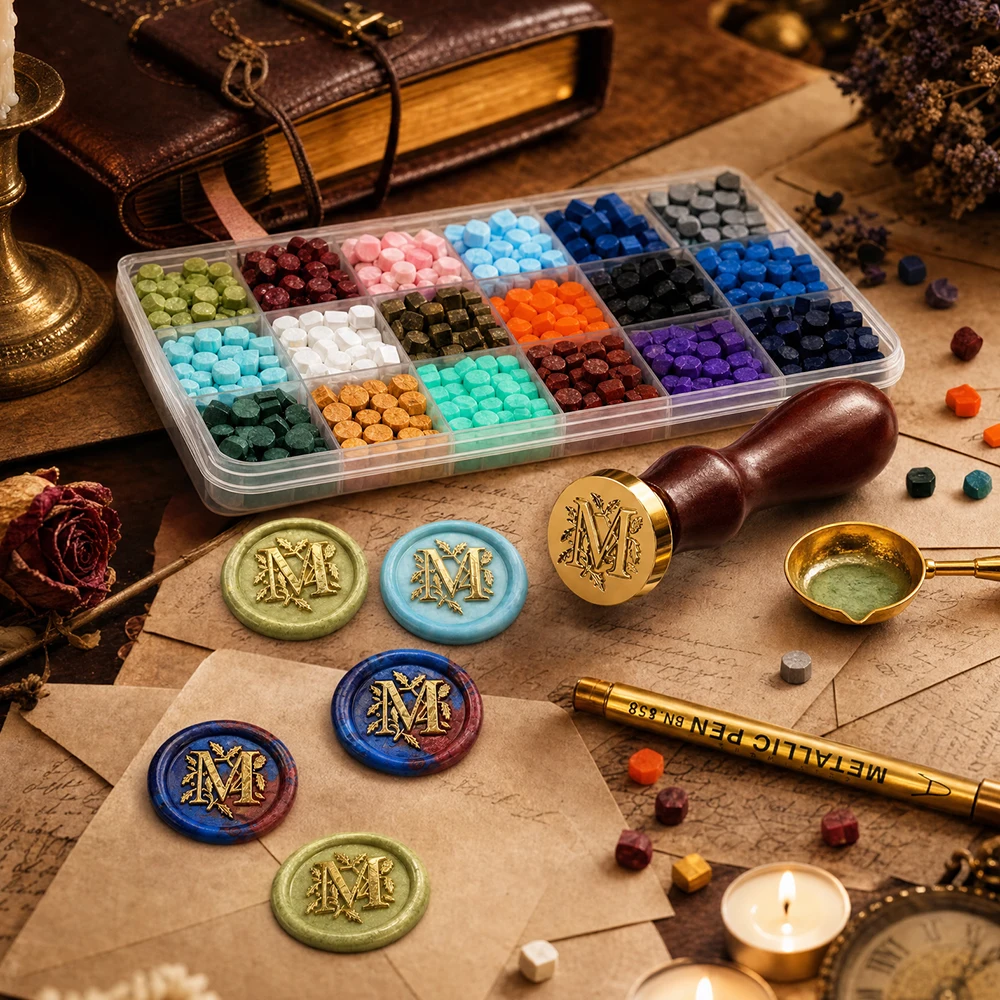 Waxzegelset met letter M, 18 k - Wax Seal Letter Kit recensie en prijs