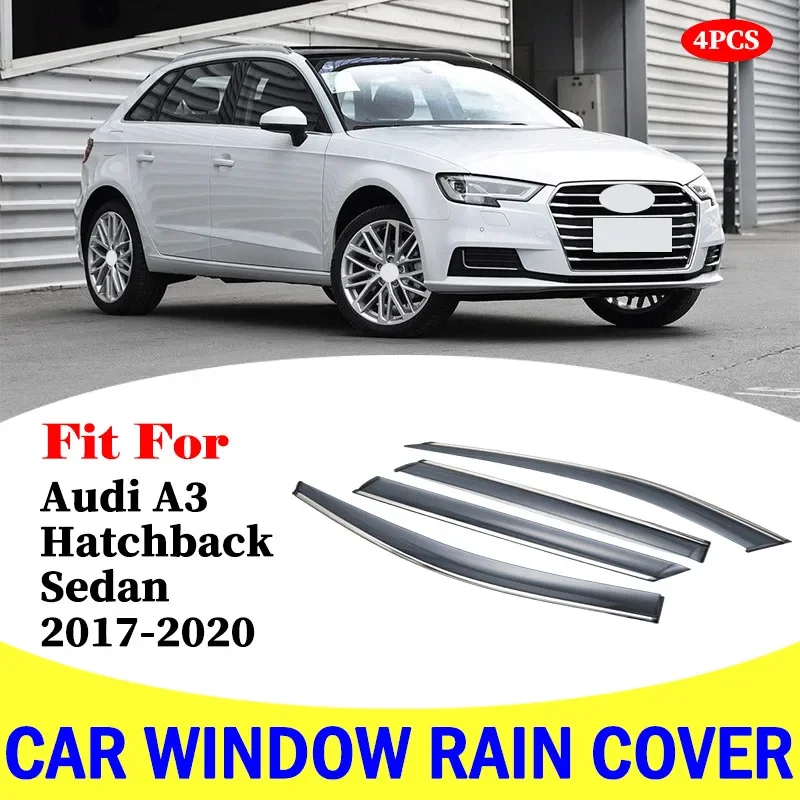 

FOR Audi A3 Hatchback sedan window visor car rain shield deflectors awning trim cover exterior car-styling accessories 2017-2020