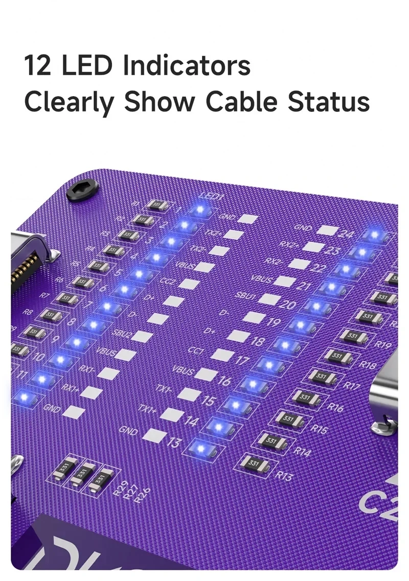 جهاز اختبار كابل DUSTY TC-24 Type-C يدعم واجهات Type-C/USB لأجهزة Apple Android أداة اختبار كابل واجهة Type-C/USB #4