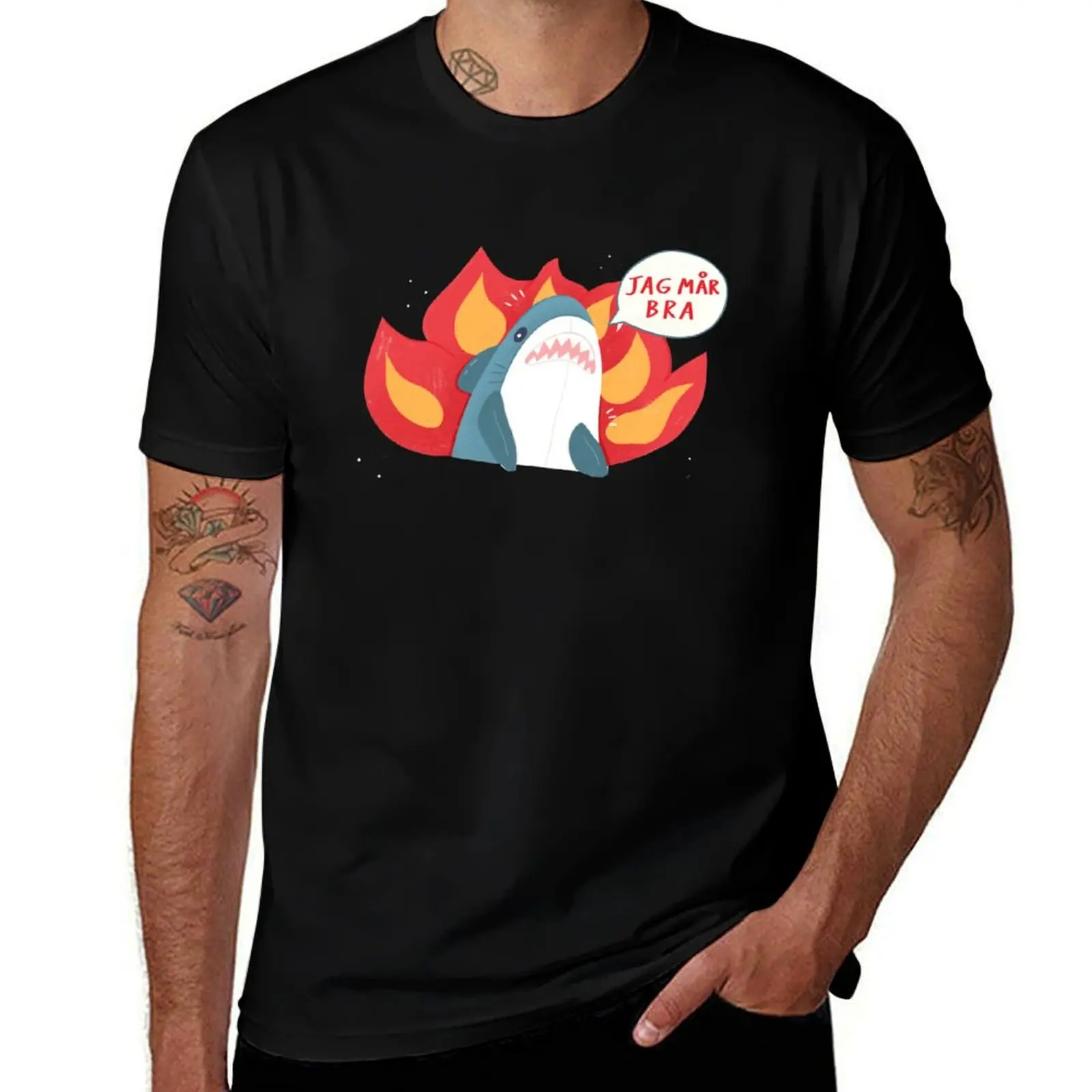 

Jag mr bra (I'm fine) T-Shirt oversized graphic tee summer top croswit shirt man hippie clothes mens t shirts pack