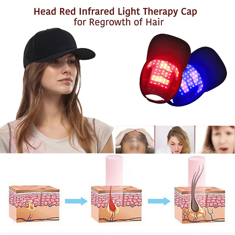 48Pcs Red Light Infrared Hair Cap 660nm&850nm Hair Regrowth Cap Anti Hair Loss Cap Relax Scalp Care Hat With Red And Blue Light