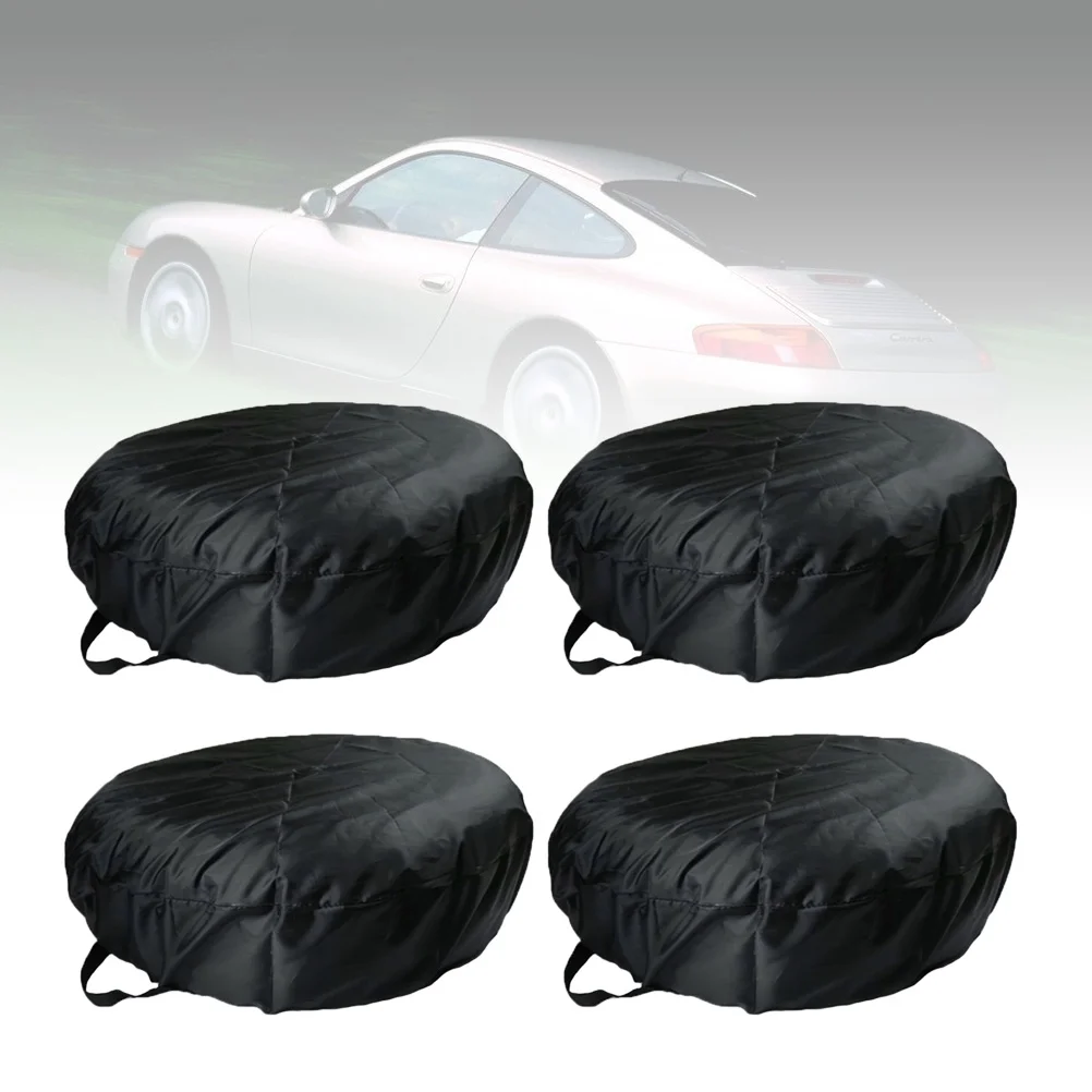 4PCS Oxford Cloth Car Tire Covers Car Spare Wheel Cover Waterproof Spare Tire Cover Wheel Tire Sleeve for Car Tire (Black Size S
