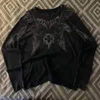 Camiseta de manga larga con estampado de tendencia Retro americana para hombre, camiseta Harajuku de estilo Hip-Hop callejero de los años 90, Top holgado informal gótico de algodón puro