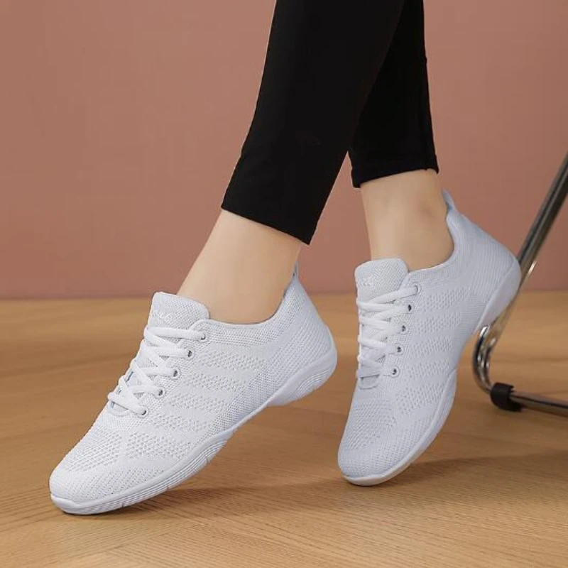 Children's Dance Sneakers Competitive Aerobics Shoes Ladies Fitness Shoes Women's White Jazz Sports Cheerleading Shoes