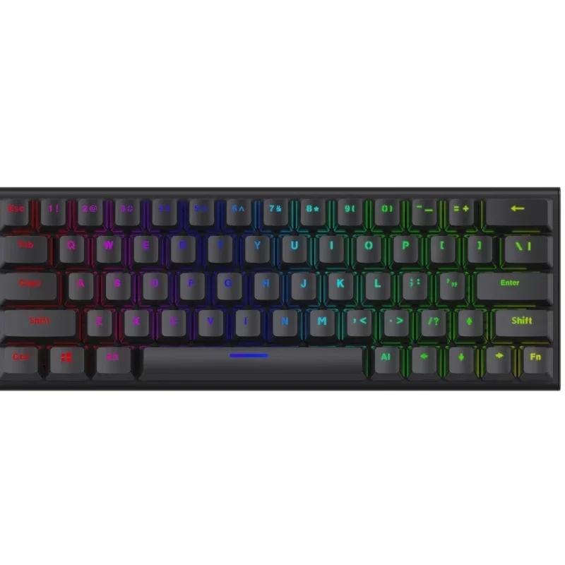 Mini teclado alto retroiluminado para jogos, teclado de computador com fio mecânico, multicolorido, design com russo e espanhol, novo estilo