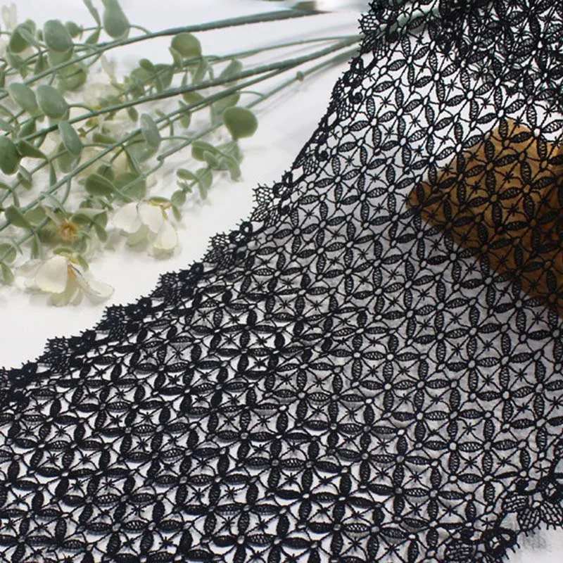 

42 ярда, черная водорастворимая кружевная отделка по краю юбки, нижнее белье, швейное ремесло, сделай сам, ткани для одежды, кружевные украшения