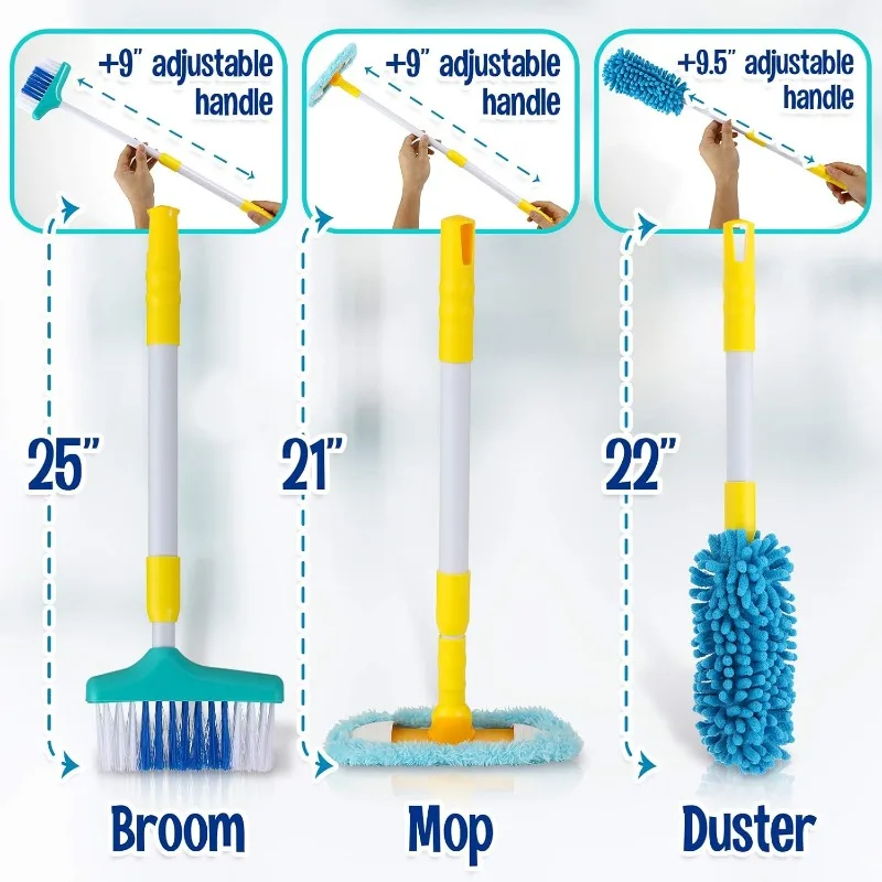 어린이 청소 세트 유아 청소 장난감 세트 역할 놀이 가사 교육용 장난감 청소 카트 빗자루 쓰레받기 걸레 포함