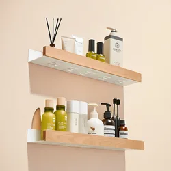 Bathroom Shelves，Wooden Storage Holders，Room Storage Shelves，Wall-Mounted Punch, Seasoning Board shower Storage Rack，bath shelf