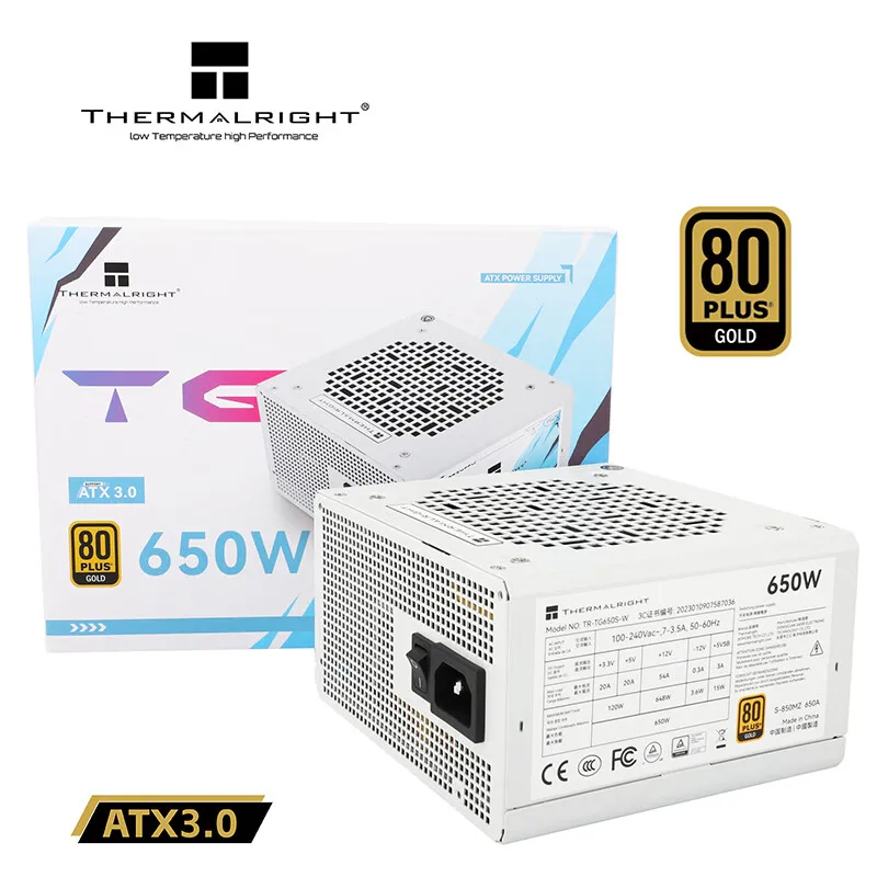 Imagem -06 - Thermalright-fonte de Alimentação do Computador Medalha de Ouro Straight Out Wire Chassis Desktop Fonte de Energia Atx3.0 500w 650w 850w Tr-tg750s-w