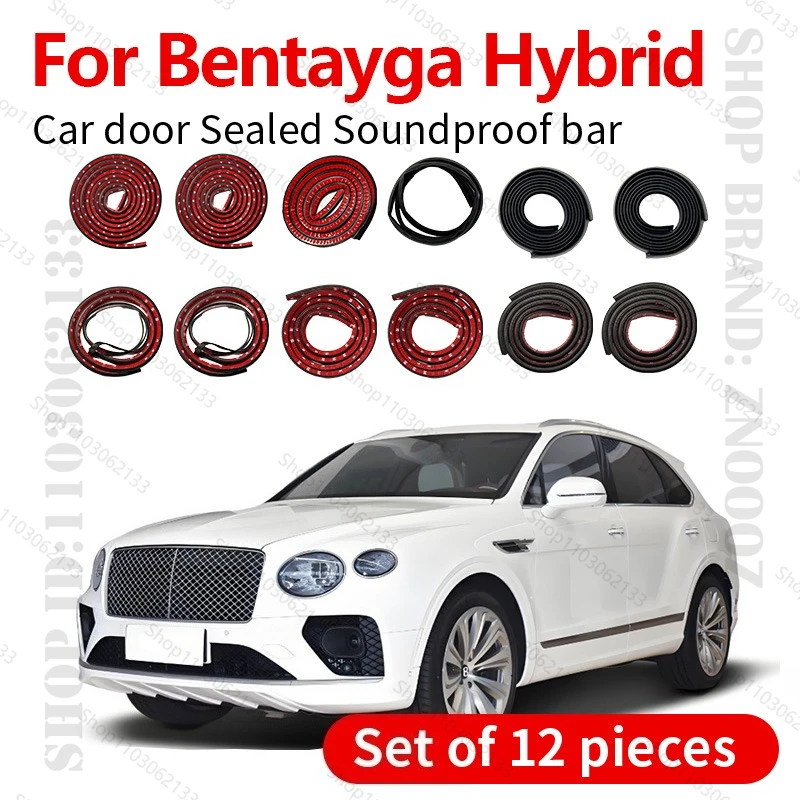 

For Bentley Bentayga Hybrid Car Door Strip Rubber Double Layer Sealing Protector Soundproof Strip Dustproof Seal Strip 12PCS Set