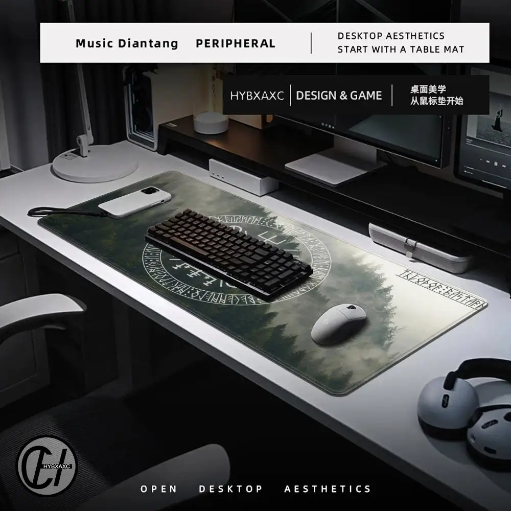 Viking-Vegvisir Logo Mousepad INS Tide Large Thickened Mouse Pad Oversized Gaming Keyboard Notebook Table Mat for PC Computer