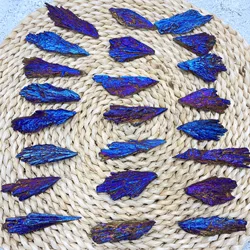 Natural Colorful Tourmaline Electroplated Mineral Rock Stone Titanium Coated Crystal Specimen Healing Home Decor Peacock Feather