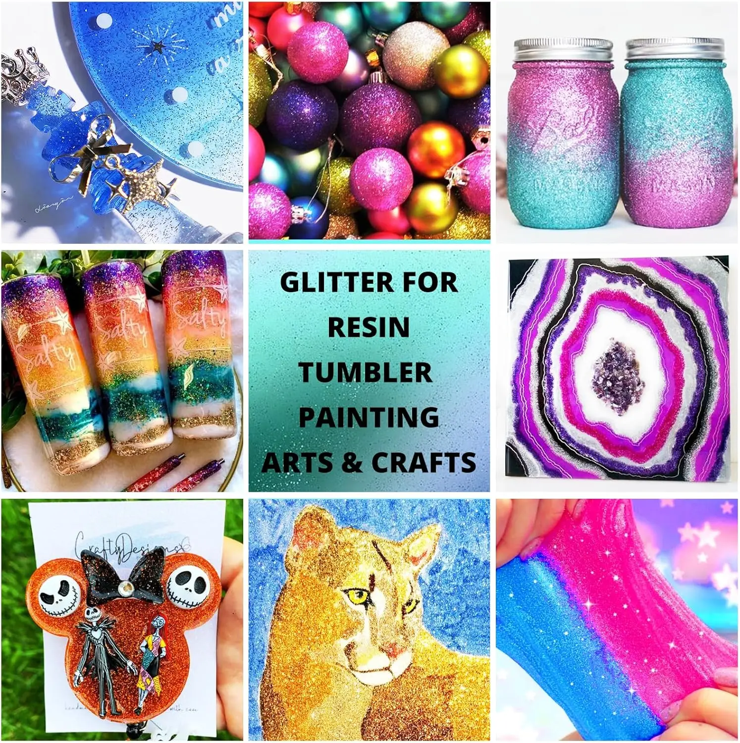 Holografischer Extra Feiner Glitzer - Türkisfarbener Glitzer 50 g/1,76 oz, 0,2MM Epoxid-Glitzer für Harz, Kunst, Handwerk, Nägel, Kerzenherstellung – Detail 5
