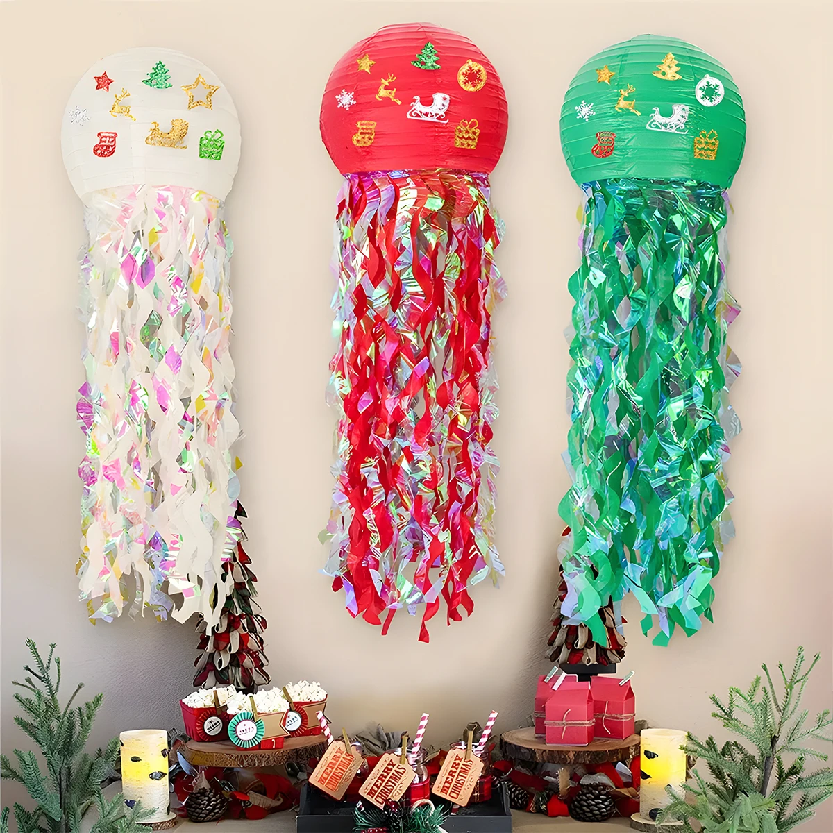 Christmas Cartoon Nutcracker Circular Paper Lanterns Merry Christmas Theme Party Lantern Decoration Navidad Hanging Pendants Joy