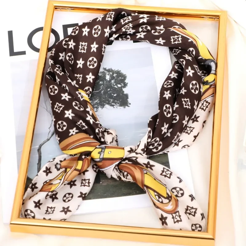 90X90cm Luxury Scarves Simple Letter Design Satin Square Scarf Outdoor Shawl Silk Turban Beach Wrap Fashion Women Scarves 2025