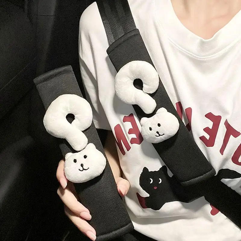 Cartoon Cat Car Seat Belt Cover Soft Hypoallergenic Plush Shoulder Protector Suitable for All Age Groups