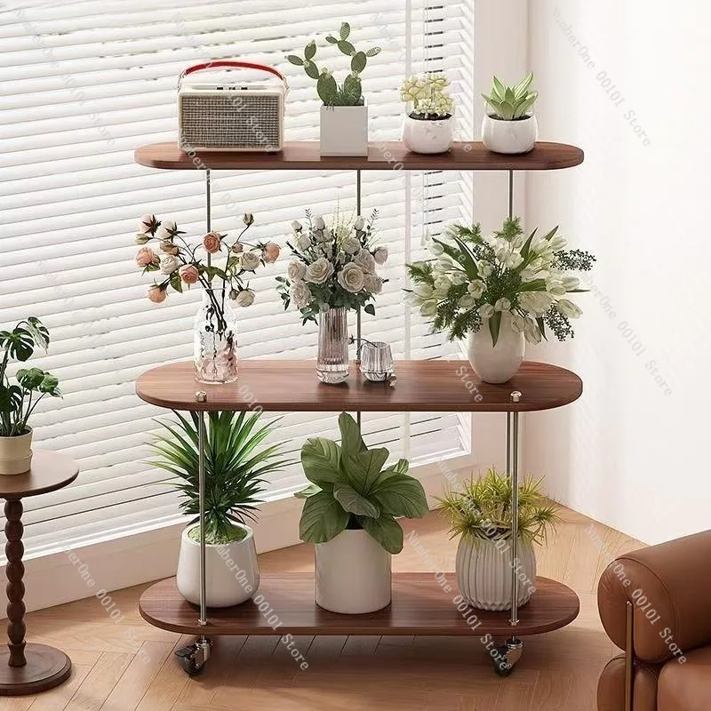 Floor Standing Plant Stand Multi Tier Flower Rack with Wheels Balcony Living Room Plant Storage Shelf