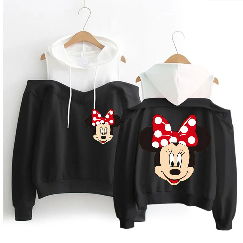 

90s Cat Hoodies Minnie Disney Hoodie Off Shoulder Mickey Mouse Women Sweatshirt Kids Boys Girls Harajuku Streetwear Clothes