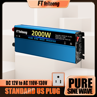 FT feiteeng Pure Sine Wave Inverter DC12V to AC 110V LED display screen,Two plugs and two USB ports, suitable for cars.