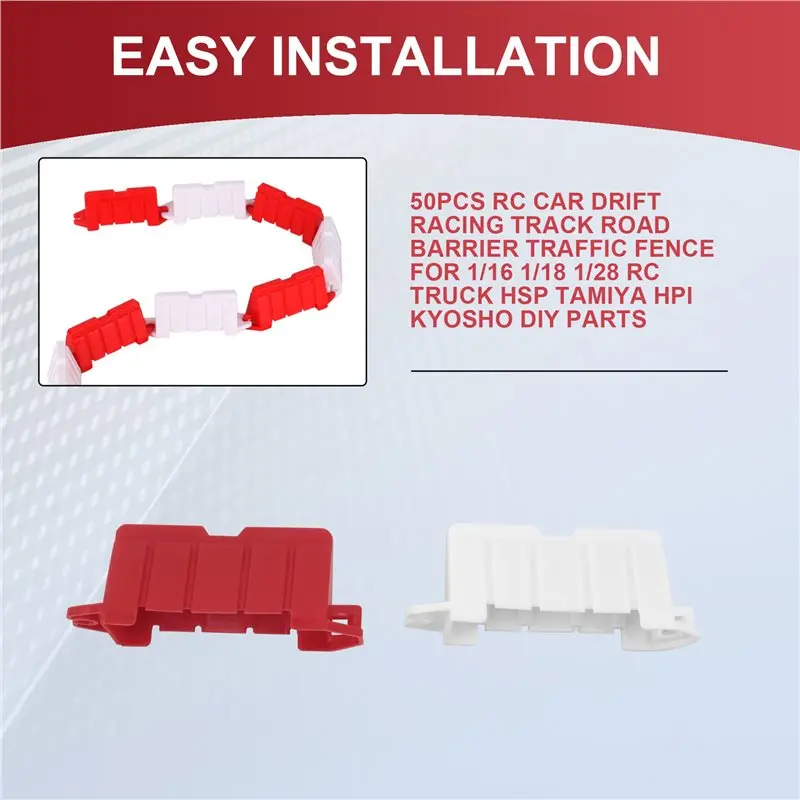 50 PCS RC Car Drift Racing Track Road Barrier Traffic Fence Plastic DIY Parts For 1/16 1/18 1/28 RC Truck HSP Tamiya HPI Kyosho