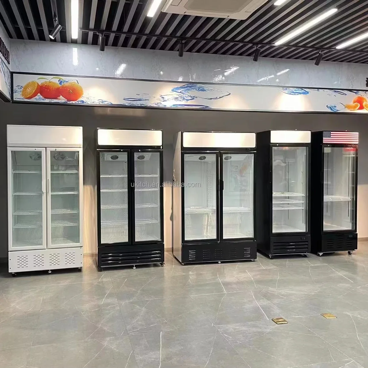 

wholesale refrigerated display cabinet Convenience store fresh-keeping beverage cabinet supermarket vertical freezer