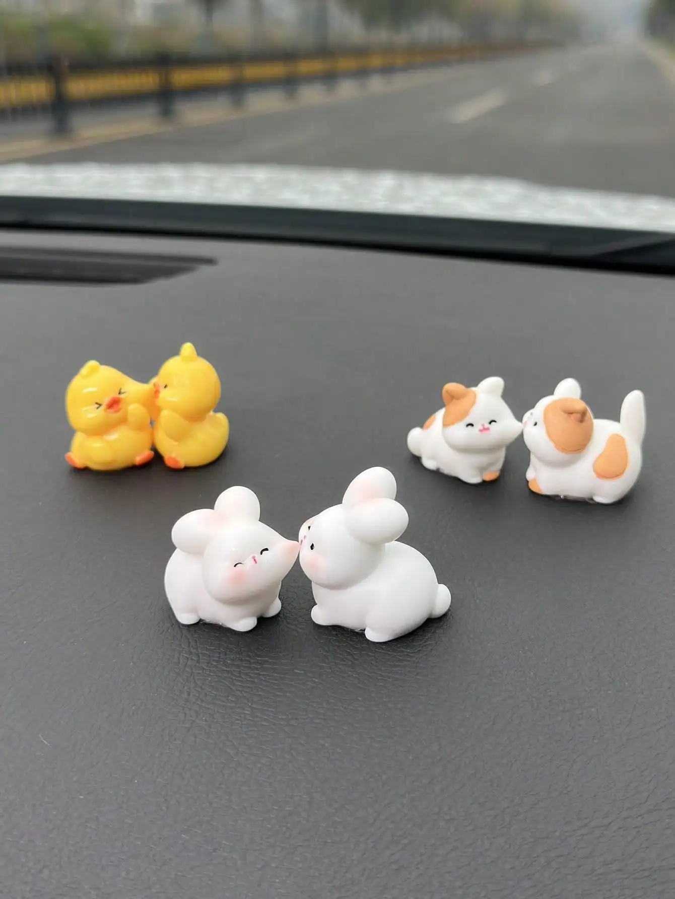 2Pcs Creative and Adorable Cat and Rabbit Face Car Accessories Interior Decorations for Cars, Center Console Decorative Items