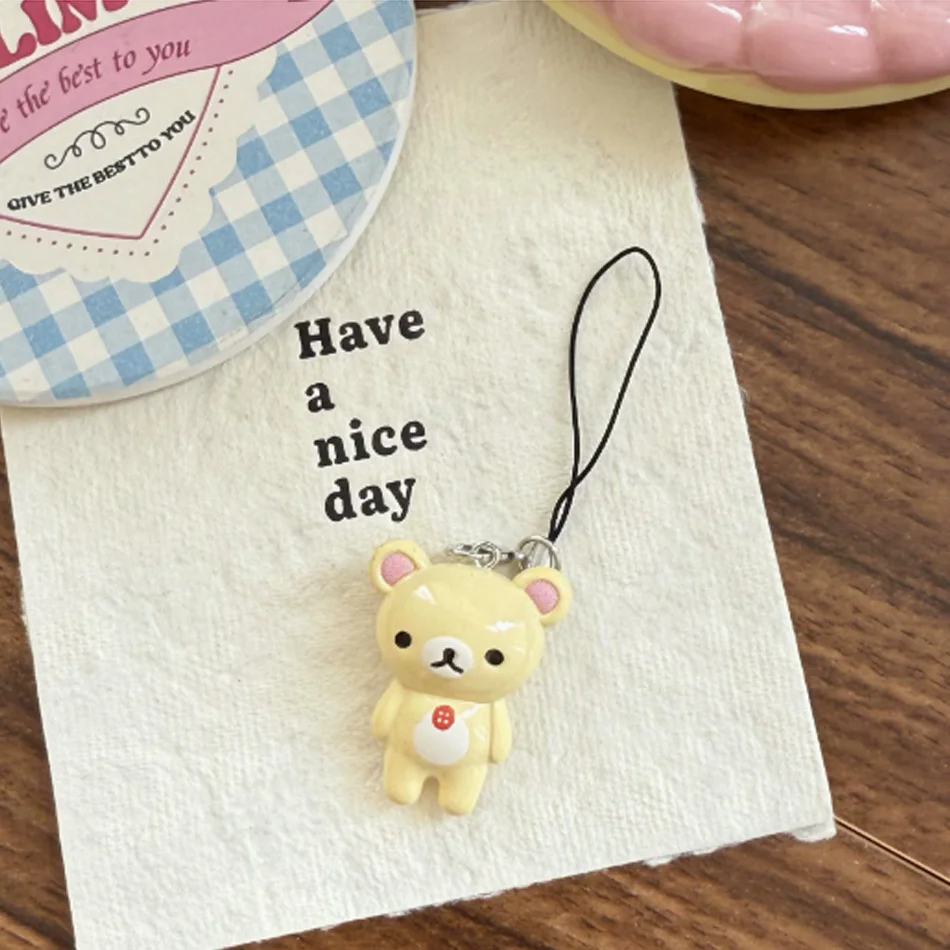 2pcs/set Kawaii Rilakkuma Easy Bear Keyrings Lazybear Doll Keychains Bag Clothing Puller Phone  Accessories Pendants Gift - view 4