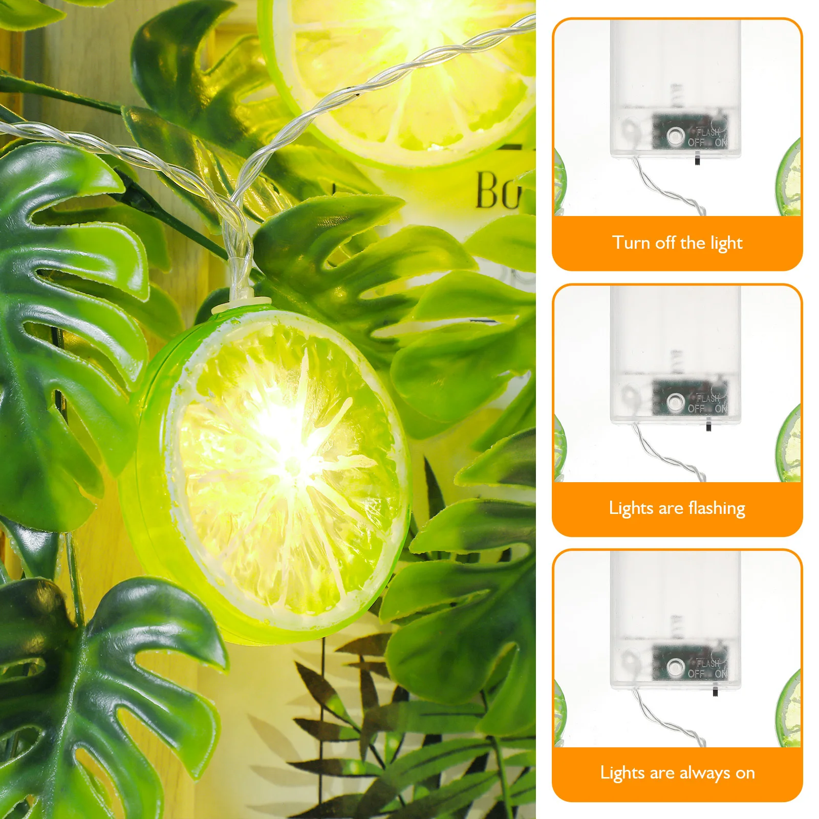 

Lime Slice String Lights Powered Led Decorative Lights Waterproof Camping Balcony Wedding Outdoor Fairy Bottle