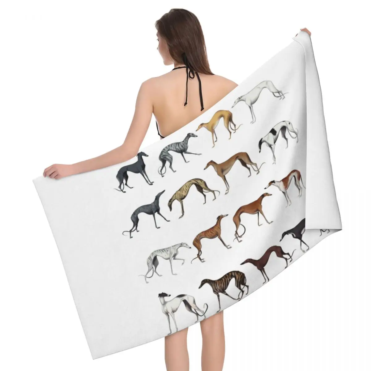 Custom Cute Whippet Sighthound Dog Quick Dry Microfiber Bath Beach Towel Absorbent Greyhound Hound Pool Shower Towels