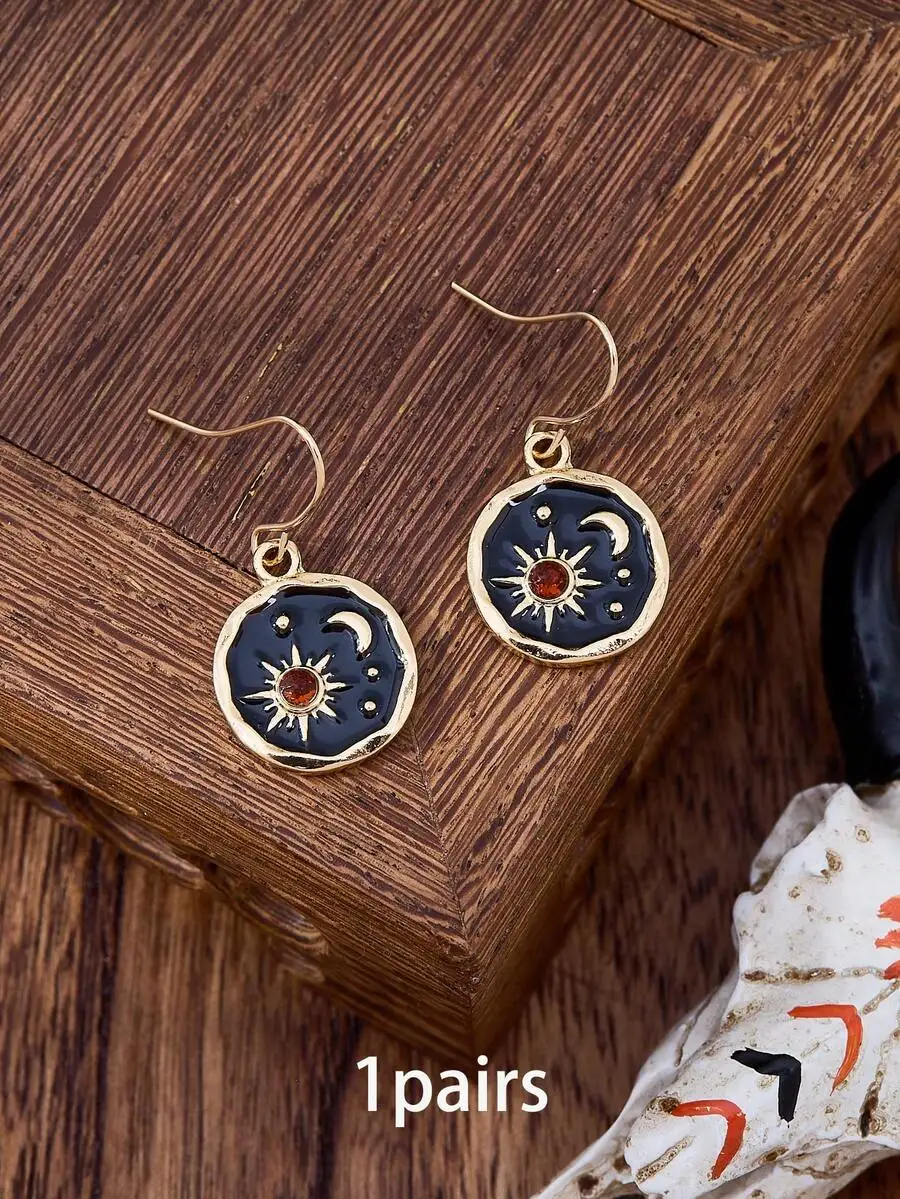 

Western Vintage Sun Moon Star Drop Earrings Bohemian Jewelry For Women
