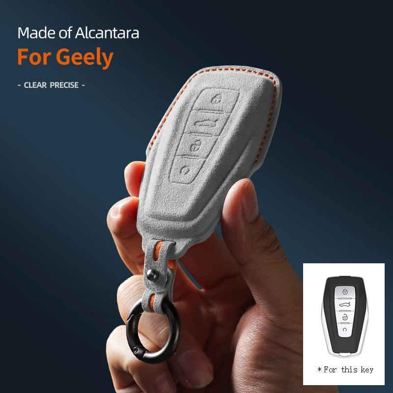 Alcantara suede remote control key covers applicable to for Geely Xingyue, Emgrand, Xingrui, Boyue and Binyue.