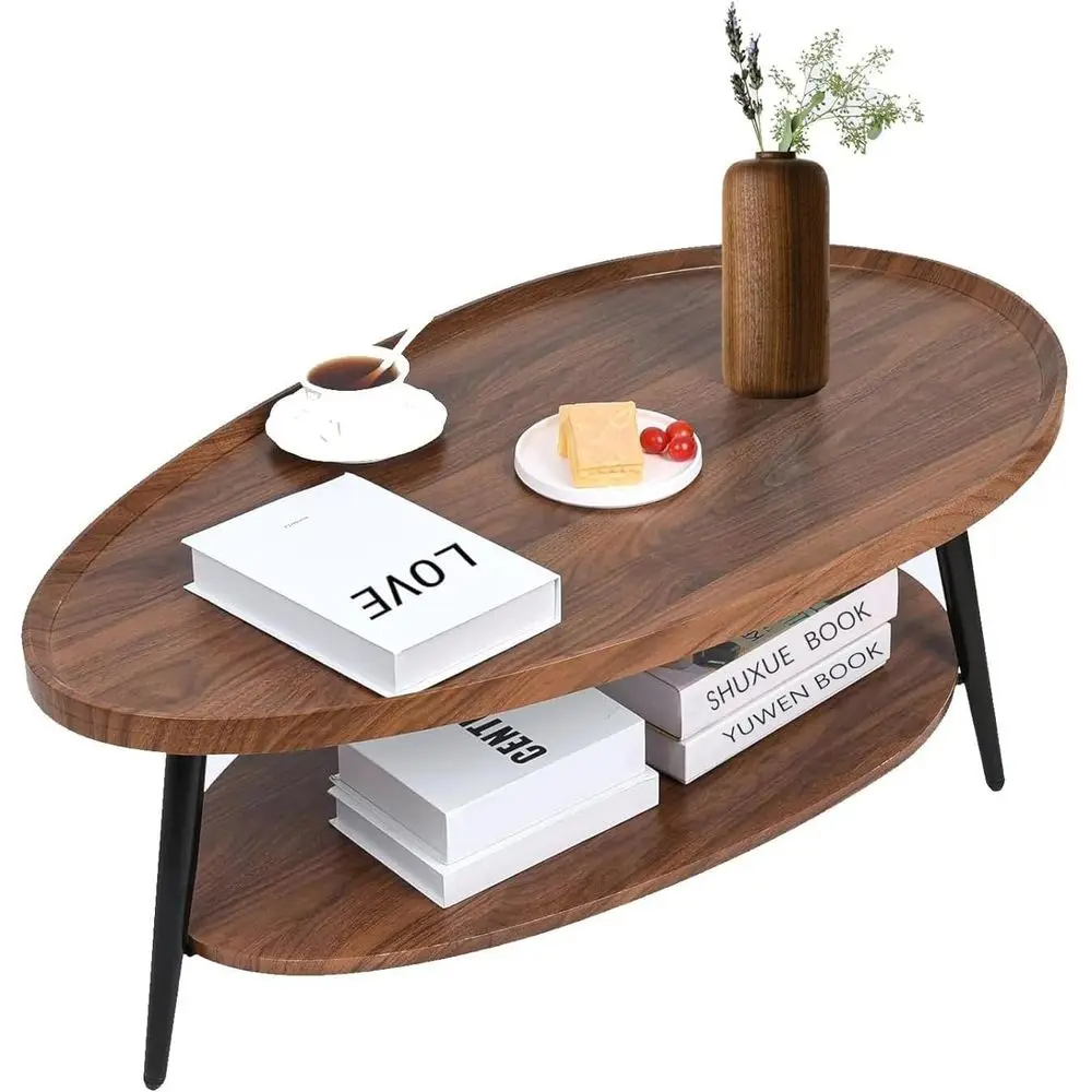Industrial Style Coffee Table with Storage, Easy Assembly, 100x55x38cm for Living Room