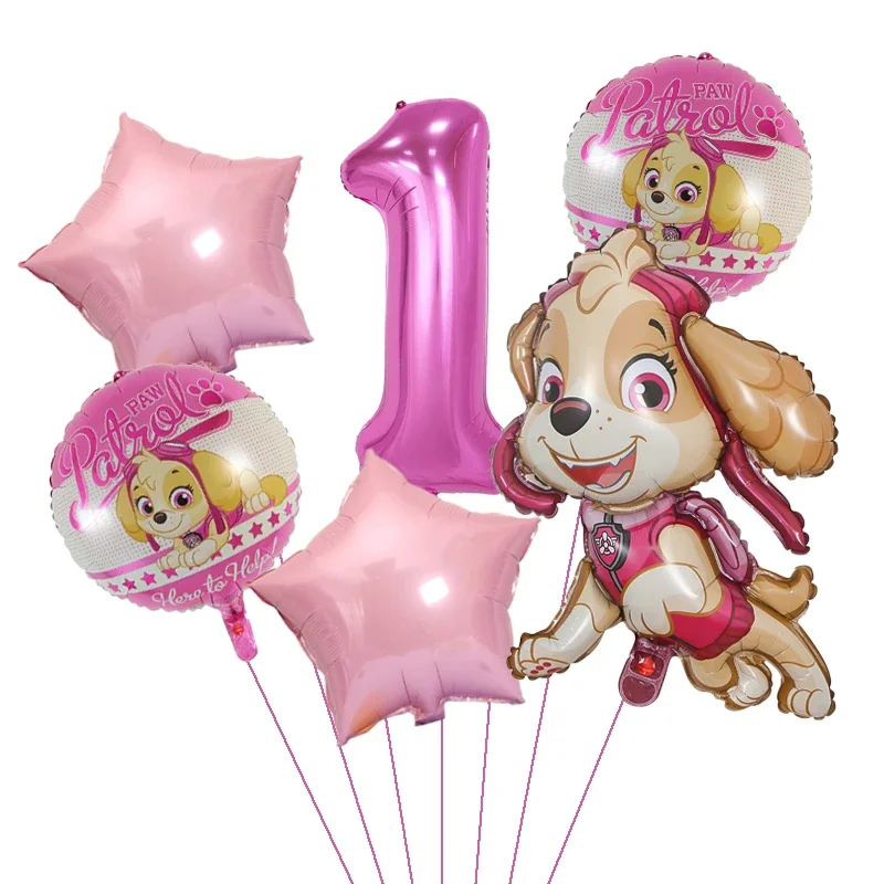 6pcs Paw Patrol Dog Chase Skye Boy Girl Birthday Party Decoration Aluminum Film Balloon Children\'s Party Supplies
