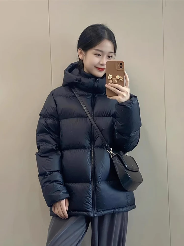 Zoki-Parkas hinchadas de color rosa para mujer, abrigo cálido y grueso de manga larga de algodón dulce, chaqueta coreana informal con cuello levantado de estilo Preppy