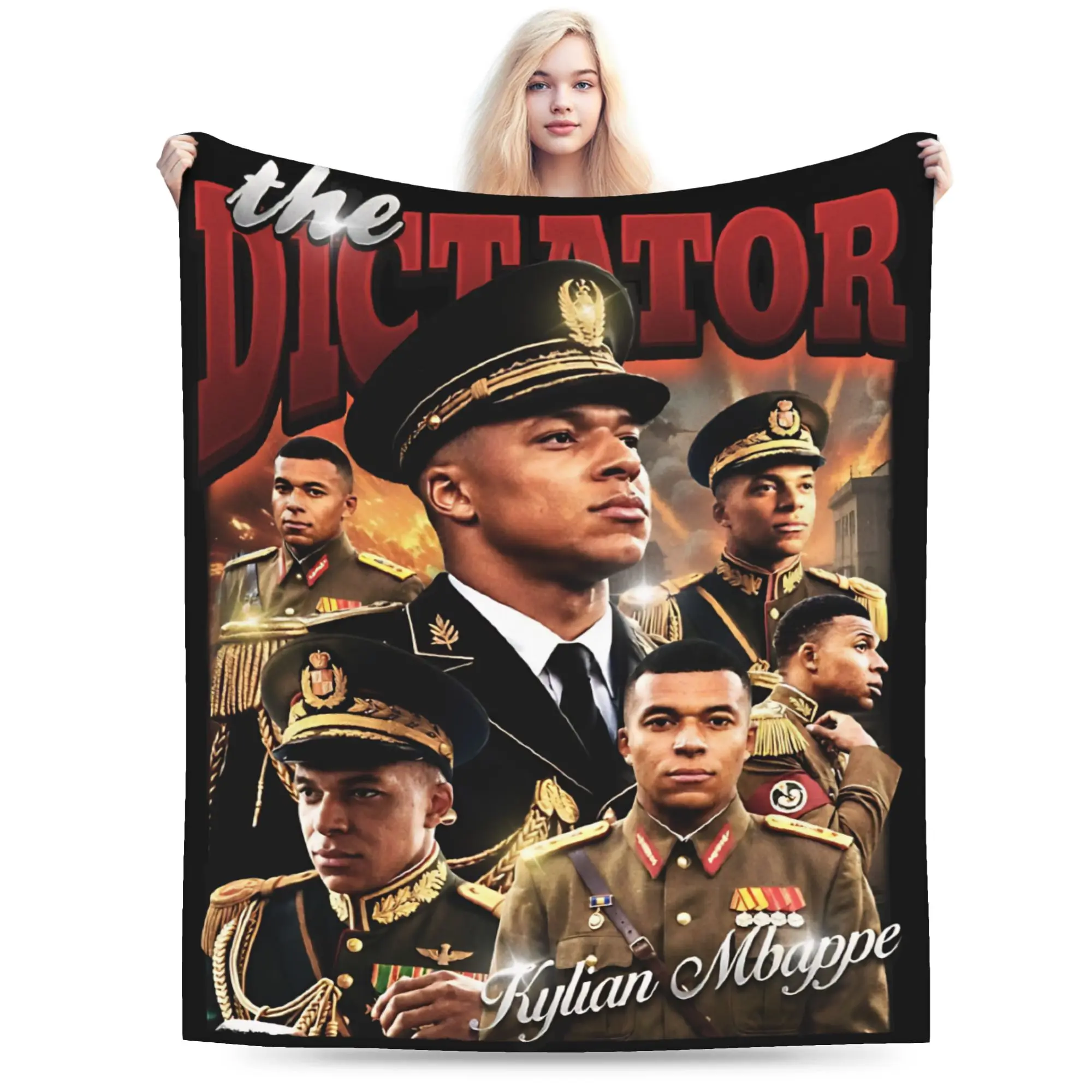 Super Soft Kylians Mbappe Dictador Meme  Throw Blanket Premium Flannel Fleece Lightweight  Bed Blanket Fuzzy Plush Blankets
